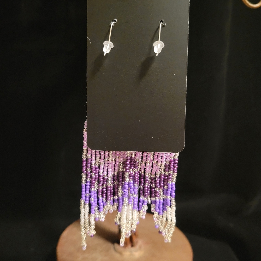Bohemian Geometric Beaded Earrings - Picture 2 of 4